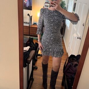 Reformation Doutzen Navy Blue and White Floral Mini Dress size 4 like new